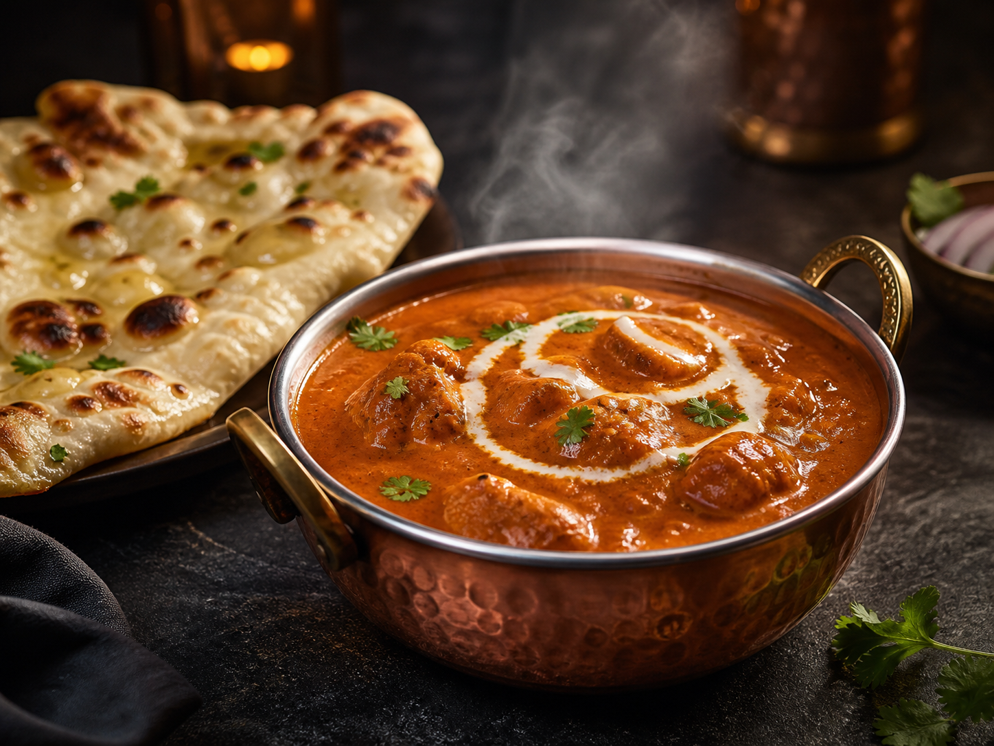 Butter chicken and naan